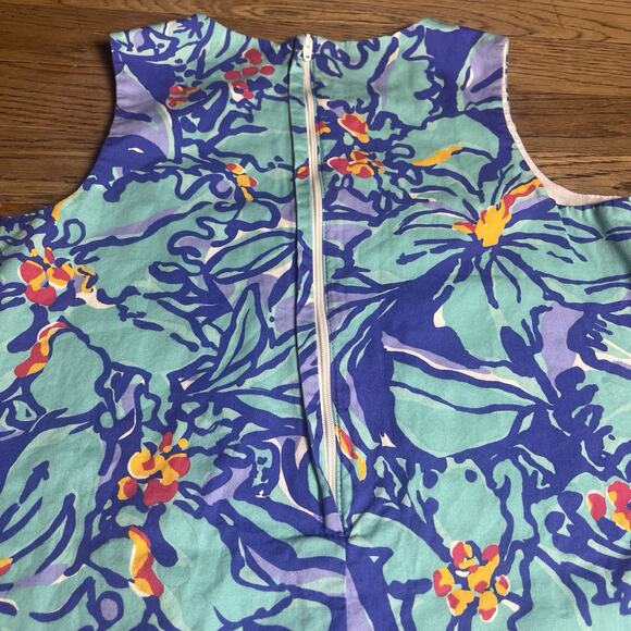 Lilly Pulitzer Girls Shift Dress Size 10 Blue Floral Cotton Sleeveless Mai Tai - Picture 13 of 15